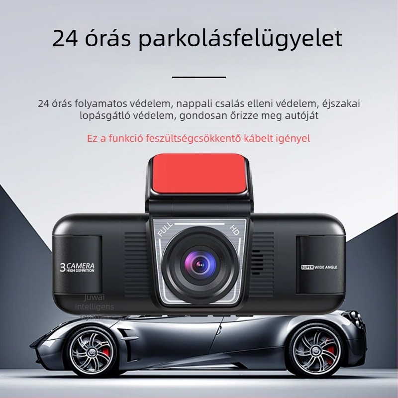 4-lencsés autóregisztrátor elő- és hátsó duál objektívvel, HD éjszakai látás, 2,0 hüvelykes kijelző