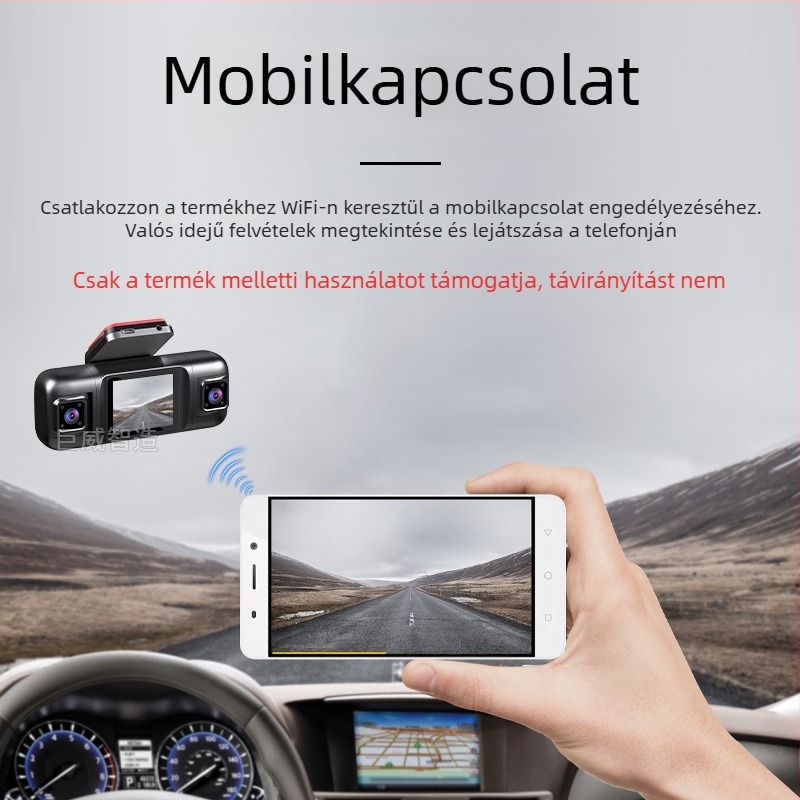 4-lencsés autóregisztrátor elő- és hátsó duál objektívvel, HD éjszakai látás, 2,0 hüvelykes kijelző