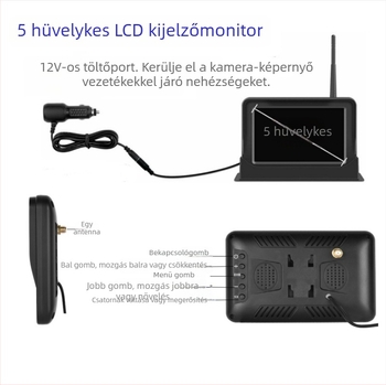 5 hüvelykes napelemes Wi‑Fi tolató kamera mágneses rögzítéssel és autómonitorral, AHD1080