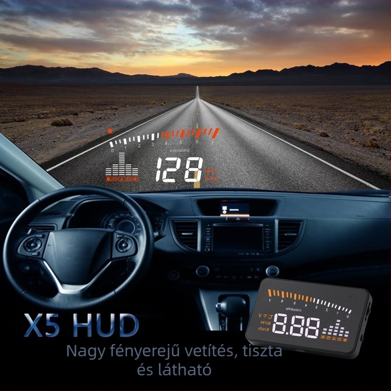X5 autó Head-Up kijelző (HUD), univerzális digitális OBD-II, sebességmérő és üzemanyag-fogyasztás kijelző