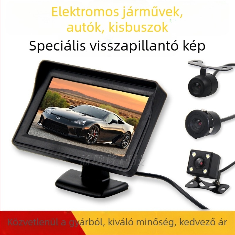 4,3 hüvelykes autó LCD hátsó nézet kijelző teherautókhoz, elektromos autókhoz és három- vagy négykerekű járművekhez, HD kép