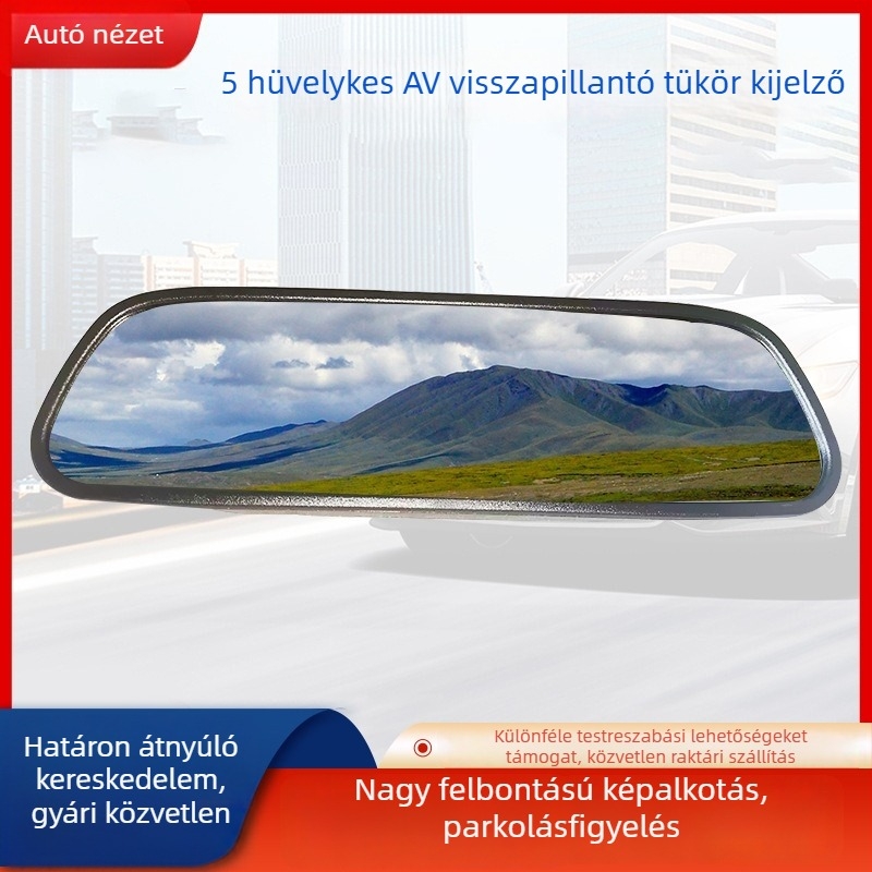 5 hüvelykes HD autó visszapillantó tükör kijelző AV visszaforduló monitorral