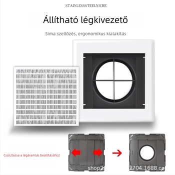 Beltéri ABS négyszögletes légkimenet állítható áramlással, szellőzés, kipufogás és beömlés 75110