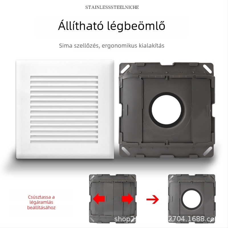 Beltéri ABS négyszögletes légkimenet állítható áramlással, szellőzés, kipufogás és beömlés 75110