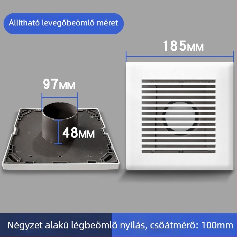 Beltéri ABS négyszögletes légkimenet állítható áramlással, szellőzés, kipufogás és beömlés 75110