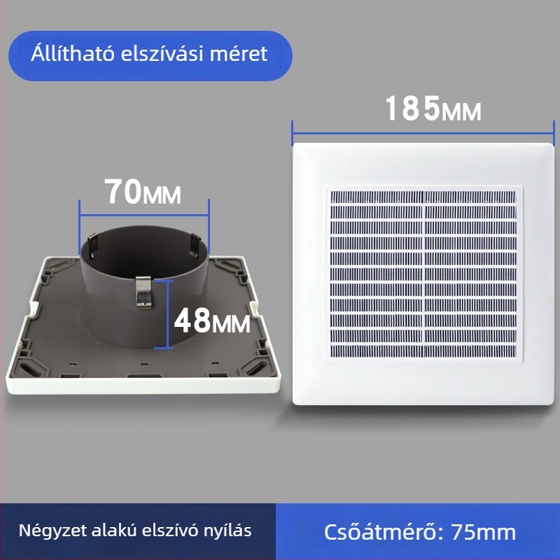 Beltéri ABS négyszögletes légkimenet állítható áramlással, szellőzés, kipufogás és beömlés 75110