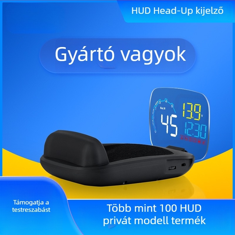 HUD fej feletti kijelző autóhoz, univerzális OBD kompatibilitás, sebességprojekció, HD LED autómonitor, modell C600s, képernyőméret 123x84 mm, felbontás 1440x900