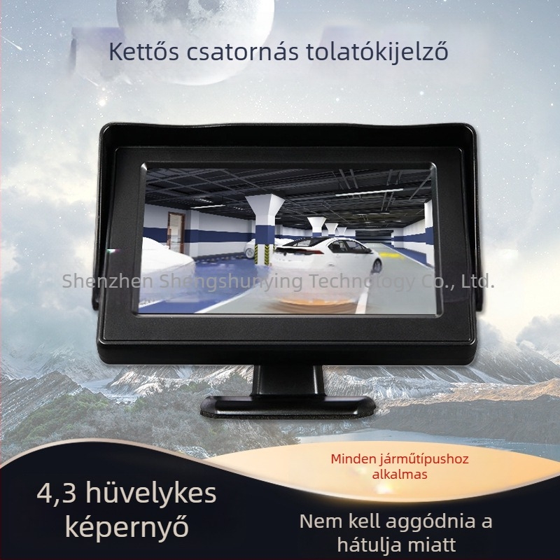 4,3 colos autós LCD-kijelző két AV bemenettel és hátsó nézet kijelzővel