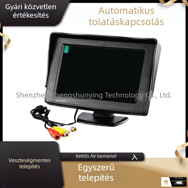 4,3 colos autós LCD-kijelző két AV bemenettel és hátsó nézet kijelzővel