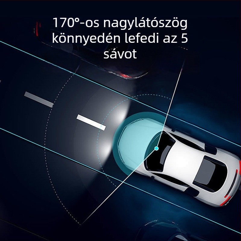 Háromlencsés autós dash cam, 170°-os látószög, éjszakai látás, belső és külső parkolásfigyelés, Wi-Fi, 1080p