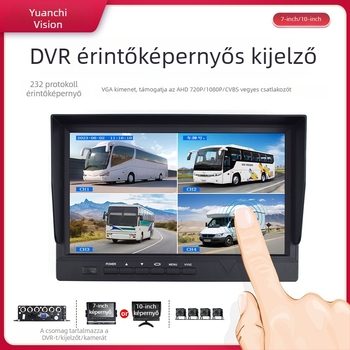 10 hüvelykes érintőképernyős autó LCD-monitor VGA DVR-rel és 4G videórögzítővel nagy járművekhez