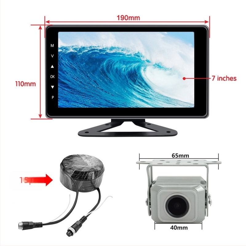 7 hüvelykes HD autós LCD-monitor AHD 1080 visszapillantó kamera