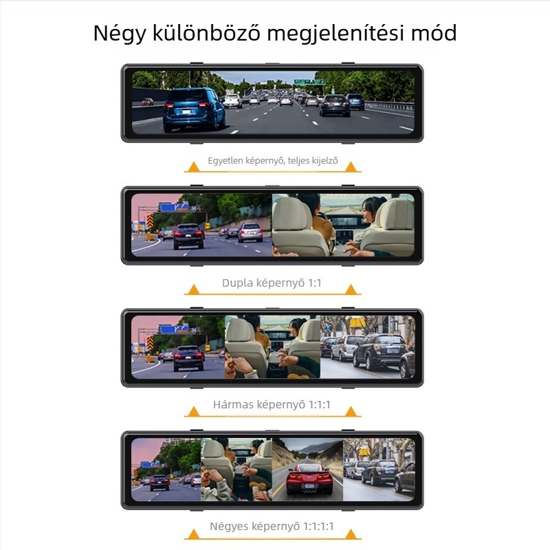 12 hüvelykes Sentinel Wi‑Fi teljes képernyős autóregisztrátor, éjszakai látás, 4 lencsés, 1080P