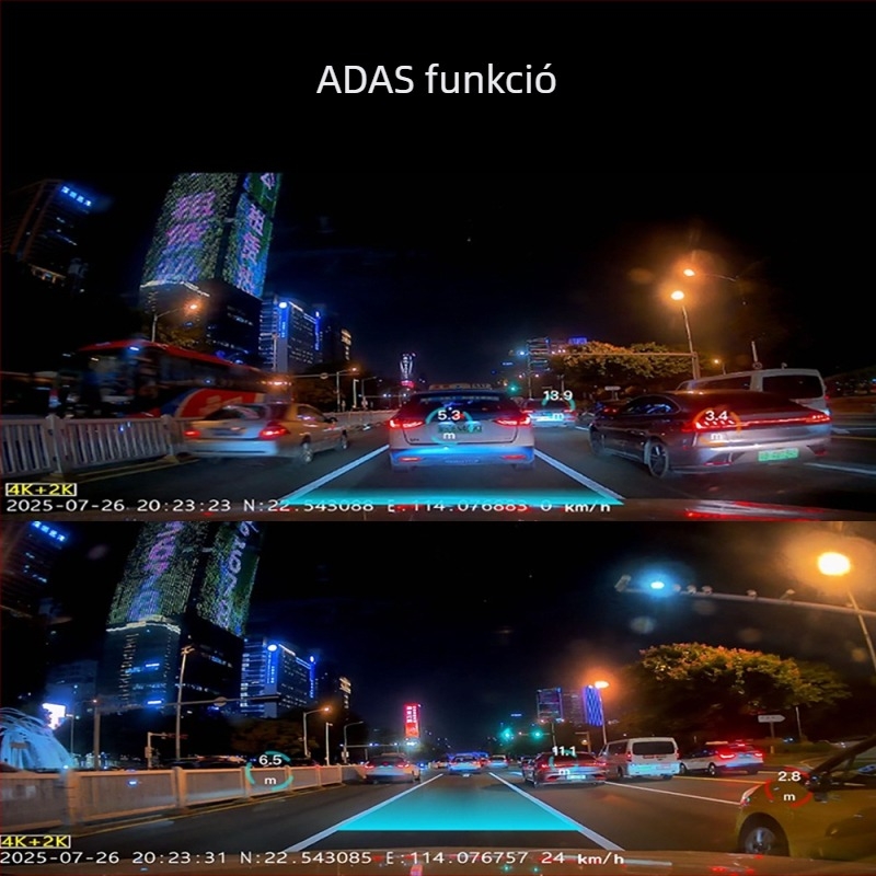 4K kétlencsés autós DVR éjjellátással, Wi-Fi, GPS nyomkövetés és parkolásfigyelés