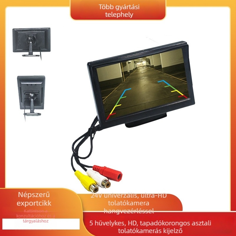 5 hüvelykes autó LCD kijelző hátramenethez, 360° érintőképernyő, csillanásmentes