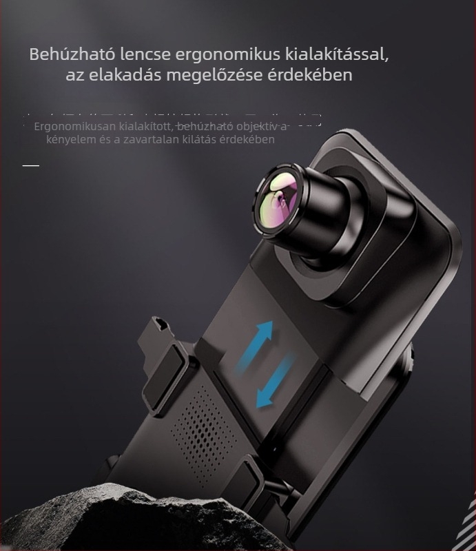 11 hüvelykes tükörbe épített dupla lencsés autós DVR, érintőképernyős Full HD kijelző, éjszakai látás és tolató kamera