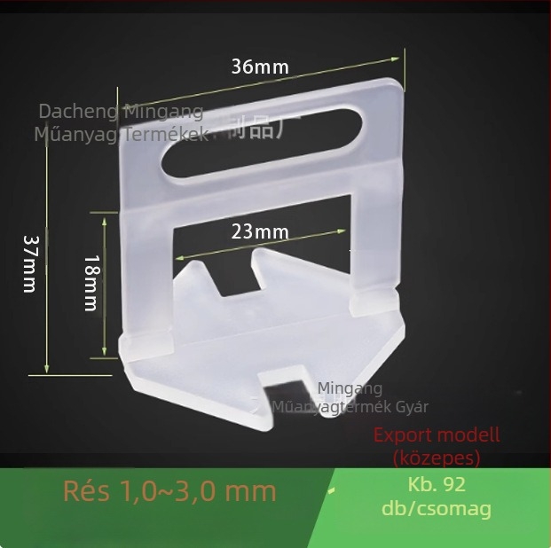 Megvastagított csempe-nivelláló alap 0.35 mm és 1.5 mm hézagpozicionáló kereszt-távtartóval – segédeszköz a csempézéshez