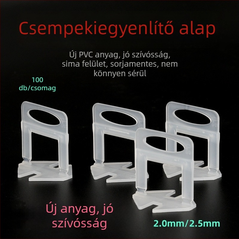 Megvastagított csempe-nivelláló alap 0.35 mm és 1.5 mm hézagpozicionáló kereszt-távtartóval – segédeszköz a csempézéshez