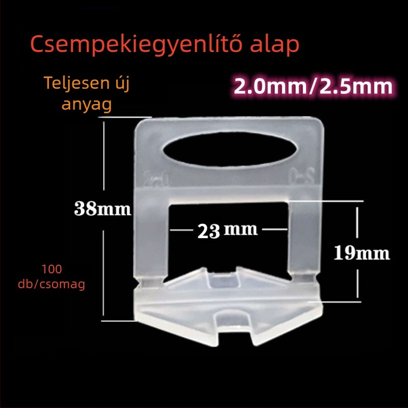 Megvastagított csempe-nivelláló alap 0.35 mm és 1.5 mm hézagpozicionáló kereszt-távtartóval – segédeszköz a csempézéshez