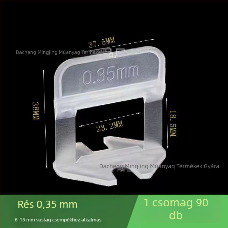 Megvastagított csempe-nivelláló alap 0.35 mm és 1.5 mm hézagpozicionáló kereszt-távtartóval – segédeszköz a csempézéshez