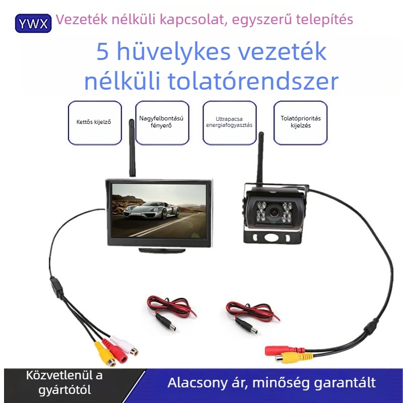 HD 5 hüvelykes vezeték nélküli tolató kamera rendszer autóbuszokhoz és teherautókhoz