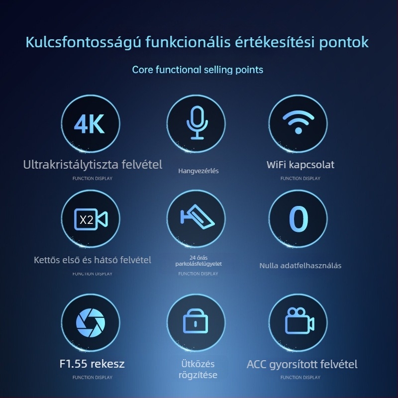 USB autós dashcam Wi-Fi-vel, rejtett alkalmazásvezérlés, parkolási videó megfigyelés, U-alakú vezeték nélküli autókamera