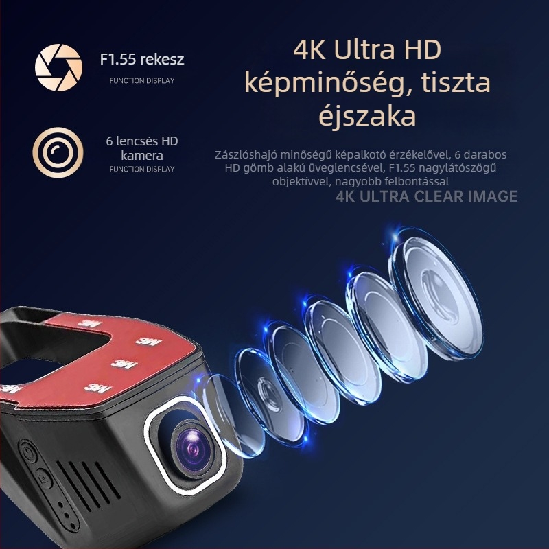USB autós dashcam Wi-Fi-vel, rejtett alkalmazásvezérlés, parkolási videó megfigyelés, U-alakú vezeték nélküli autókamera