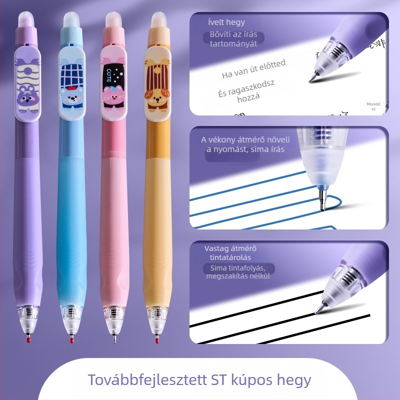 Kétoldalú, törölhető gél toll 0.5 mm, fekete – íráshoz és gyakorláshoz diákoknak