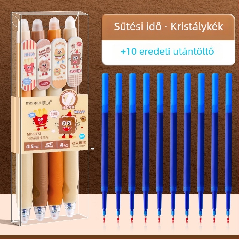 Kétoldalú, törölhető gél toll 0.5 mm, fekete – íráshoz és gyakorláshoz diákoknak