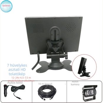 Setmei vezeték nélküli hátrameneti kamera teherautókhoz, 7 hüvelykes LCD kijelző, éjszakai látás, 12V
