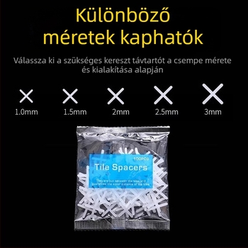 Csempe pozicionáló kártya és kereszt alakú szintezőklippek – műanyag padlóburkolat-fugák rögzítésére