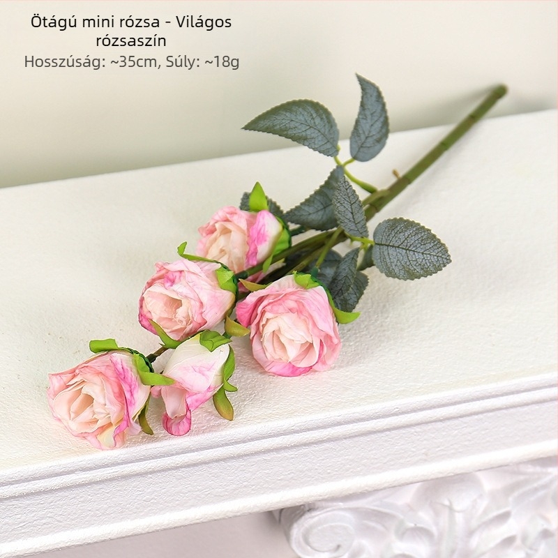 Vintage ötfejű rózsa művirágok égő szélekkel – Valentin-napi virágcsokor, száraz hatású virág fotórekvizit és nappali dekorációhoz