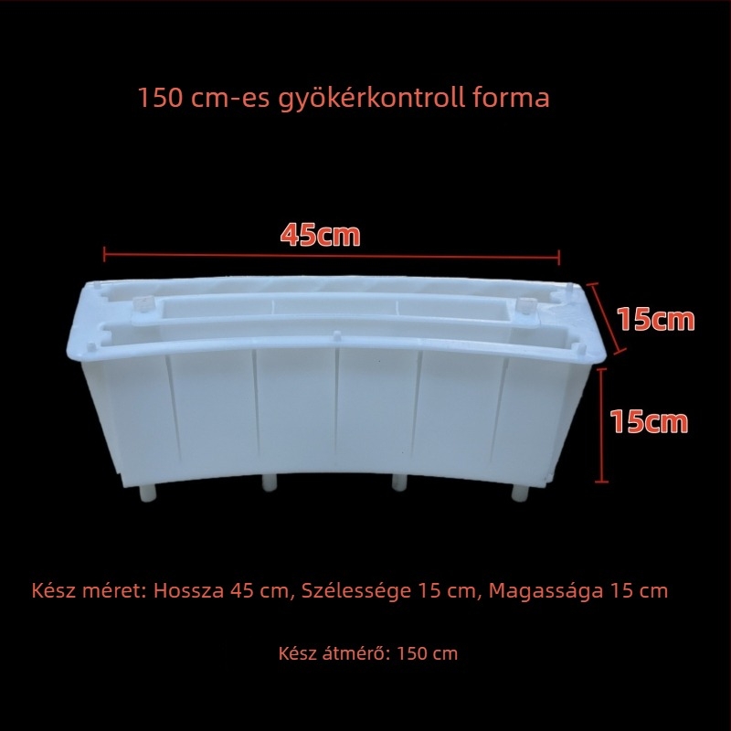 Gyökérszabályozó formák kertészeti eszközökhöz, műkő kerítések, padlóburkoló lapok, parkfák és zöld növények
