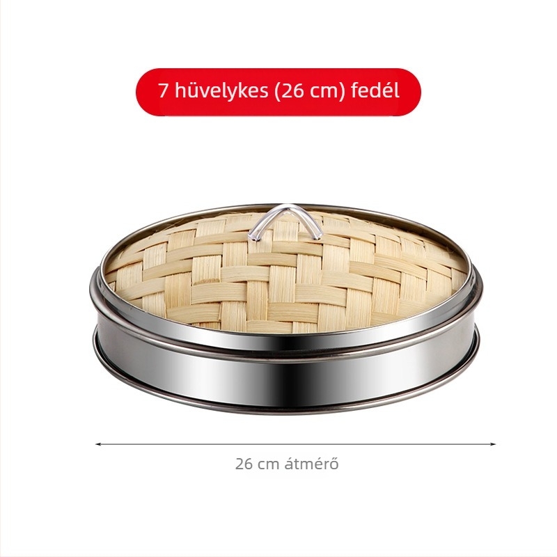 Bambusz gőzölő dim sumhoz, rozsdamentes acél éllel – kantoni éttermi használatra