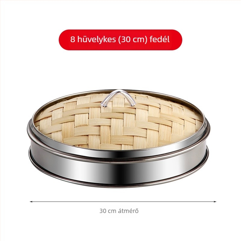 Bambusz gőzölő dim sumhoz, rozsdamentes acél éllel – kantoni éttermi használatra