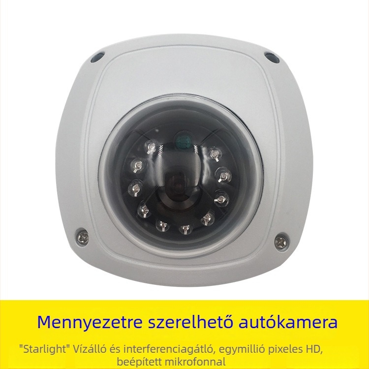 Mennyezeti felszerelésű 1080p kamera csillagfényes éjszakai látással, széles látószög, 12V, autóbuszokra, iskolabuszokra és szemetesautók számára