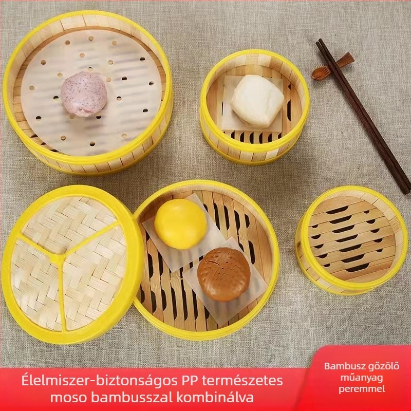 Bambusz gőzölő kereskedelmi használatra, kantoni reggeli tea, Hongkong-stílusú dim sum, rizs gőzölő, Xiaolongbao, Sha County gőzölt gombócok gőzölője, gőzölőfedél