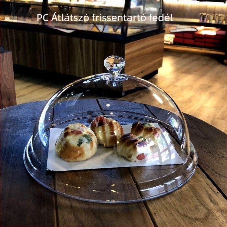 Kerek akril átlátszó ételfedő műanyag fedél büfé- és gyümölcstálakhoz; porvédő és megőrzi a frissességet.