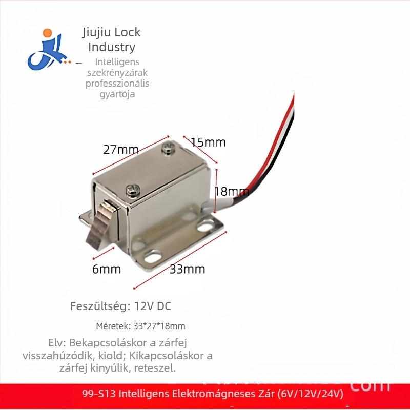 Mini elektromágneses zár 99-S13, 12V fájl szekrényekhez, elektronikus lopás elleni zár