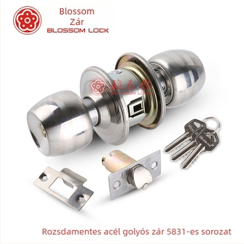 Plum Blossom 5831 rozsdamentes acél gömb alakú ajtózár belső ajtókhoz, hálószoba és fürdőszoba