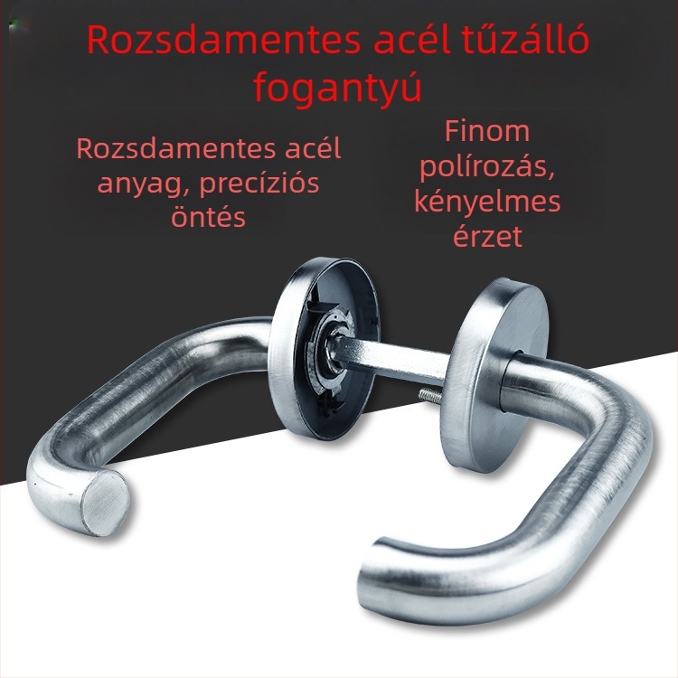 Rézmagos tűzvédelmi ajtózár rozsdamentes fogantyúval, alkalmas tűzvédelmi ajtókhoz és átjárókhoz