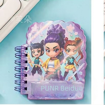 A7-es különleges alakú spirálfüzet Hunter Witch Group témájával, anime ihletésű aranyos karikatúra stílus, K-Pop, színes oldalak, vonalas