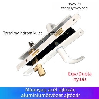 Xingwei 8525 fogantyúzár műanyag-ötvözet ajtókhoz, alumíniumötvözet ajtózár, klasszikus hintázó ajtó zár cilindrrel, erkélyajtó zár