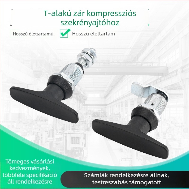 Cinkötvözetből készült T-típus zár elosztó dobozhoz, T-formájú fogantyú zár, matt felület, MS309 ajtó