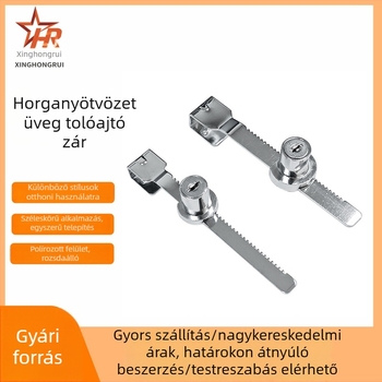 Fúrás nélküli cinkötvözet fogazott zár üveg tolóajtókhoz, kiállító szekrényekhez és ablakzárakhoz