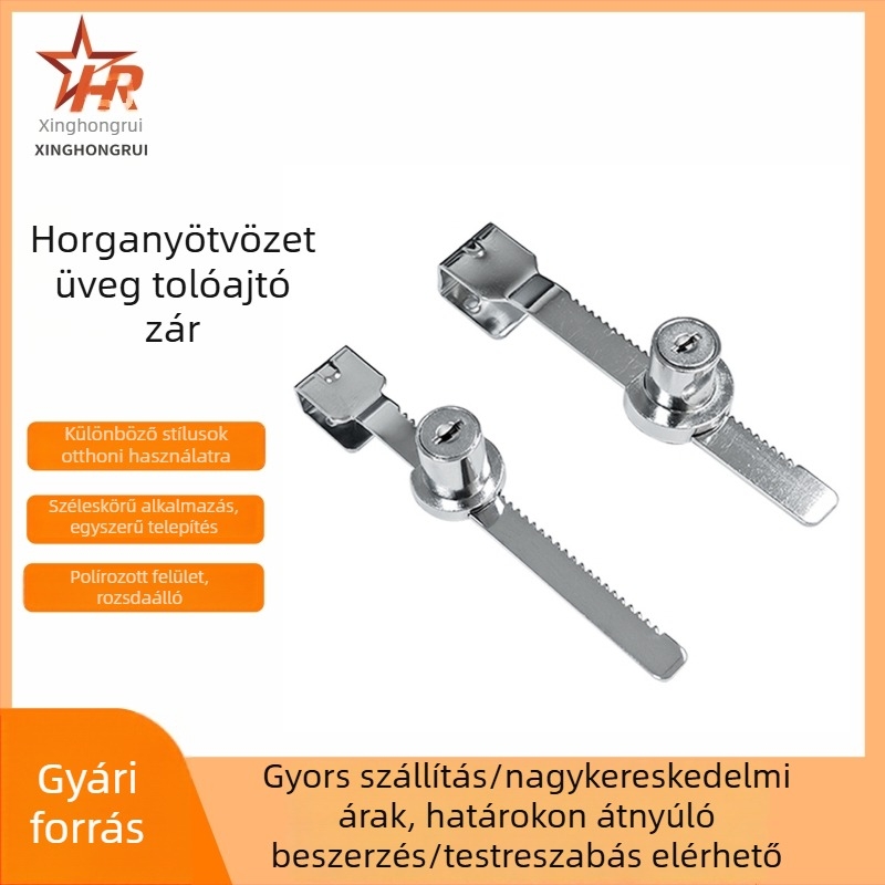Fúrás nélküli cinkötvözet fogazott zár üveg tolóajtókhoz, kiállító szekrényekhez és ablakzárakhoz