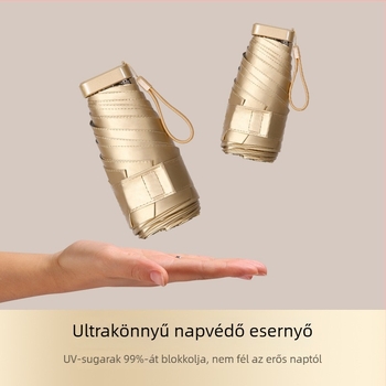 Kreatív hordozható ötágú arany esernyő, mini UV-védős napsütés elleni esernyő, zsebbarát ajándék