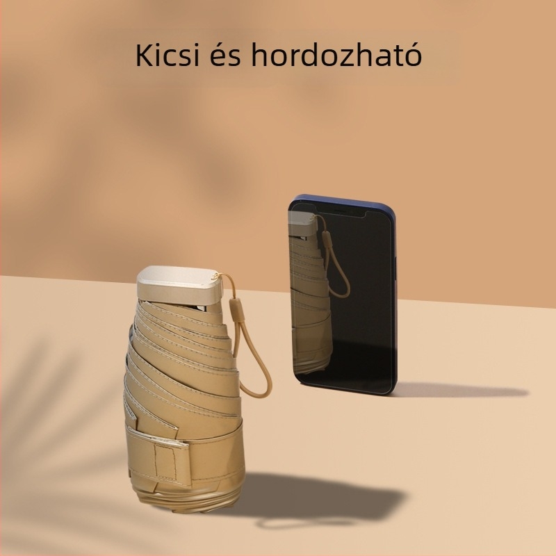 Kreatív hordozható ötágú arany esernyő, mini UV-védős napsütés elleni esernyő, zsebbarát ajándék