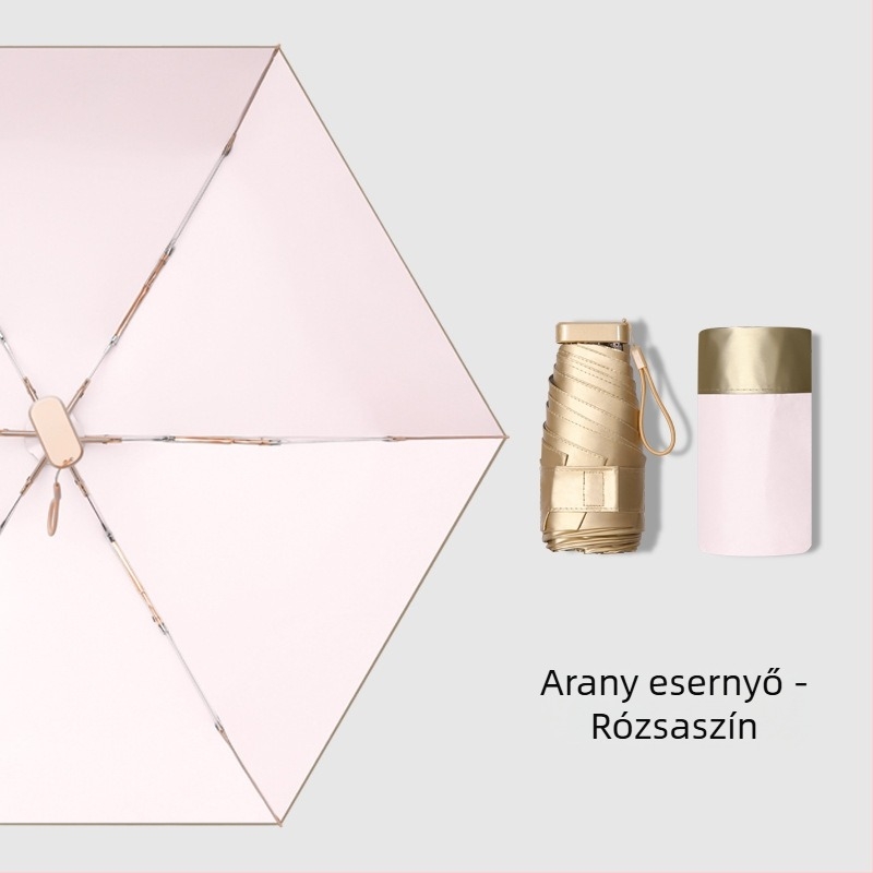 Kreatív hordozható ötágú arany esernyő, mini UV-védős napsütés elleni esernyő, zsebbarát ajándék