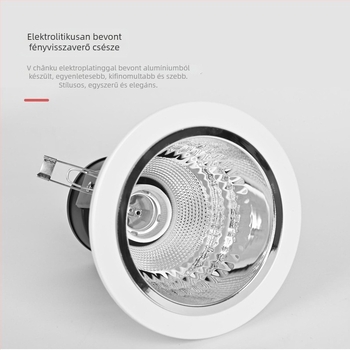 6 hüvelykes beépíthető LED mennyezeti downlight E27 foglalattal, alumínium ház, 6000K fehér fény, 11-15W